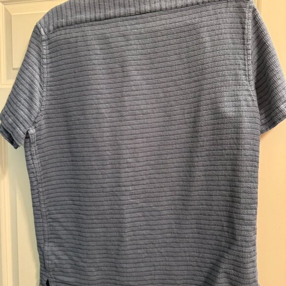 Taylor Stitch Short Sleeve Button-Up – Textured Waffle Knit – Slate Blue - Picture 2 of 3